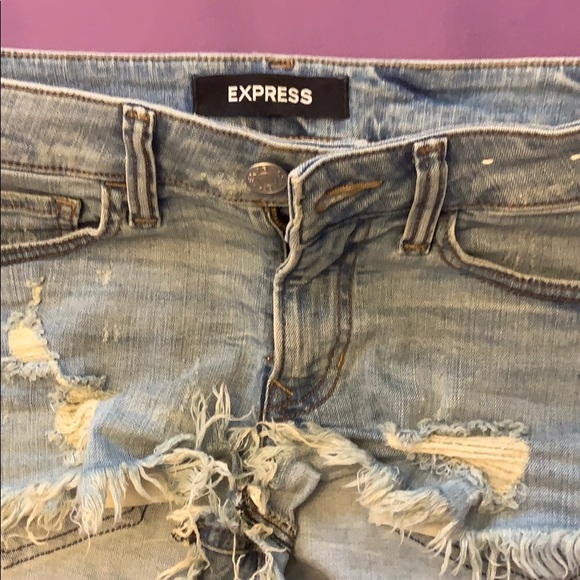 Express Jean shorts. Distressed. Very short - Picture 3 of 4